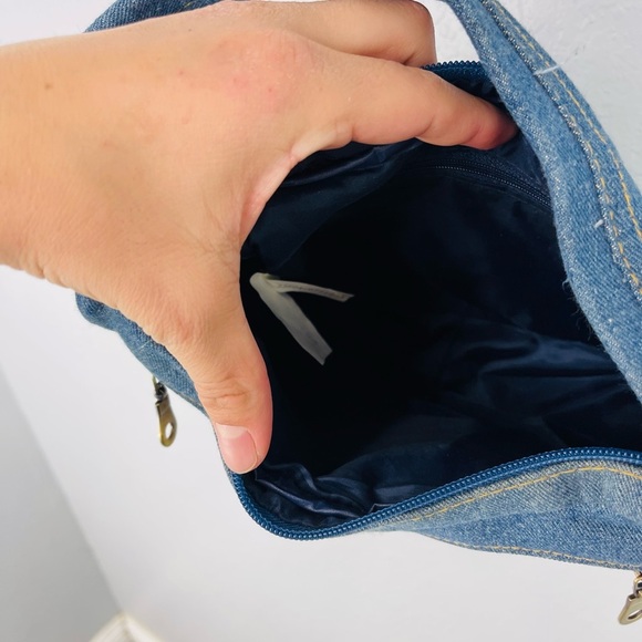 Y2K Denim Blue Jean Fringe Boho Shoulder bag - Picture 8 of 12